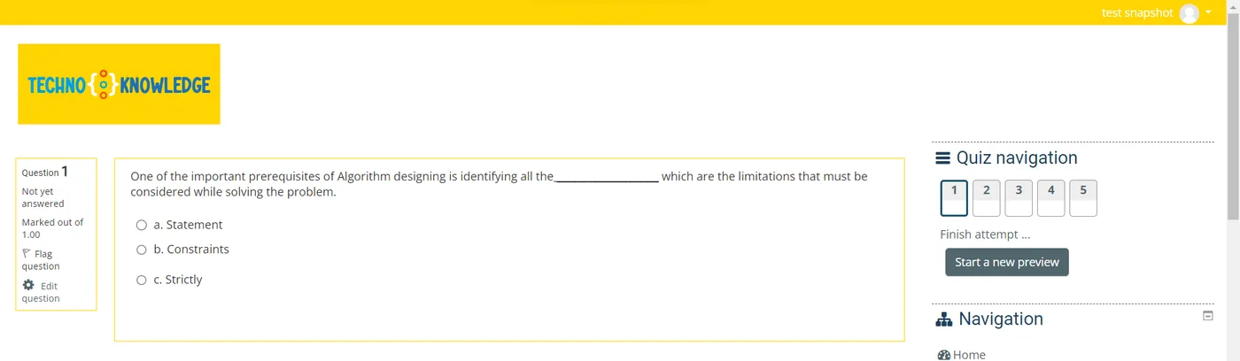 A multiple-choice quiz question on algorithm design
