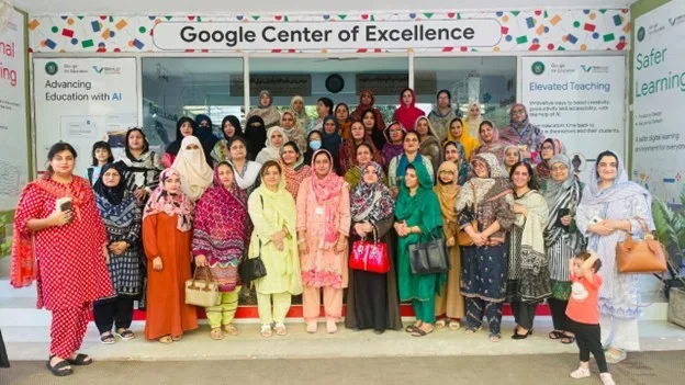 Teachers at the Google Center of Excellence after AI training at the FDE Summer Fiesta
