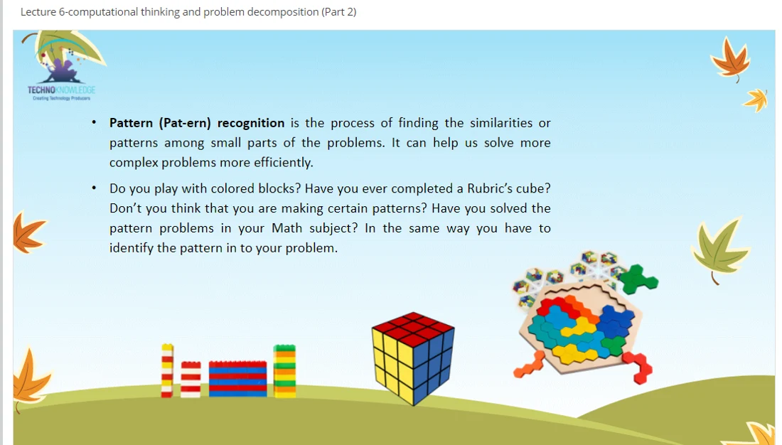 An ITEC video lesson on pattern recognition and problem decomposition