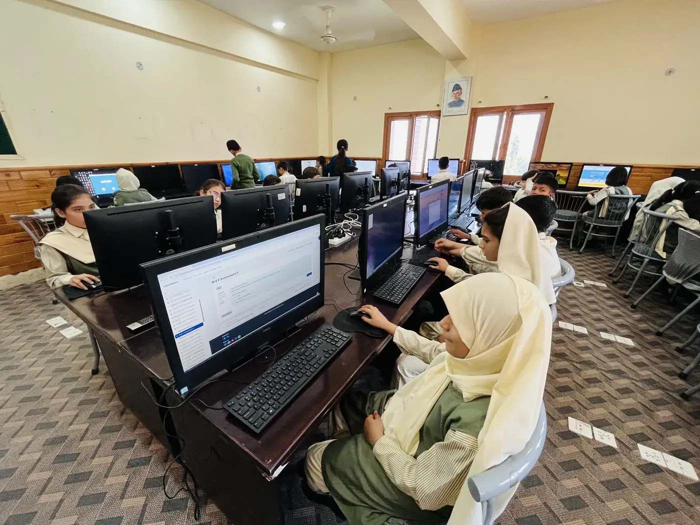 Students completing an assessment in the computer lab