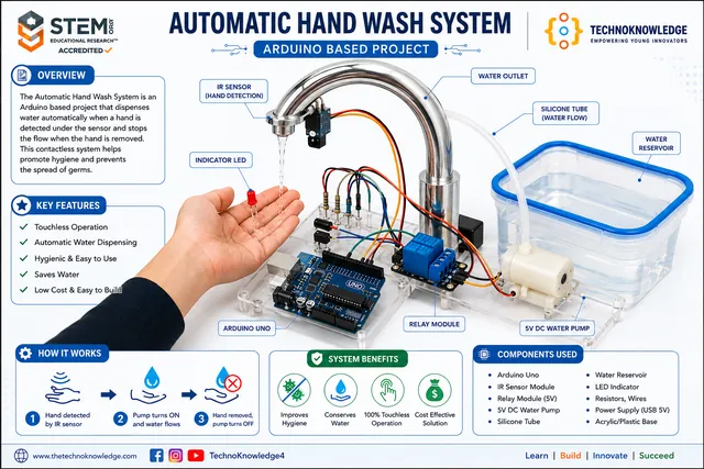 Automatic Hand Wash project sheet from the Grade 6 Arduino guide