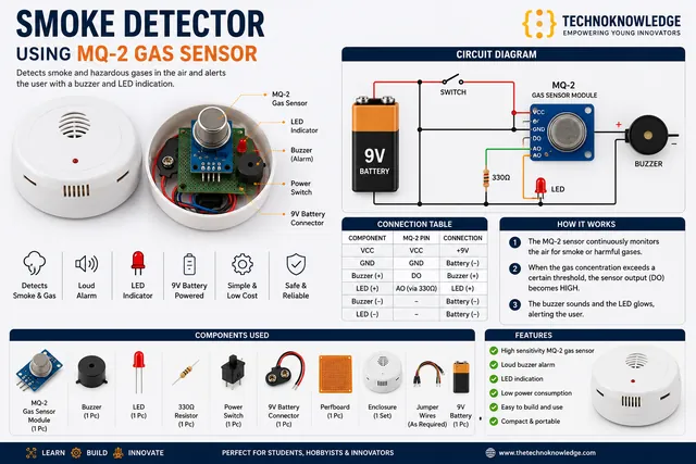 Smoke Detector project sheet from the Grade 6 Arduino guide