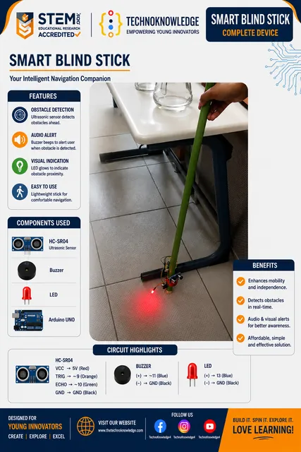 Smart Blind Stick project sheet from the Grade 7 Arduino guide
