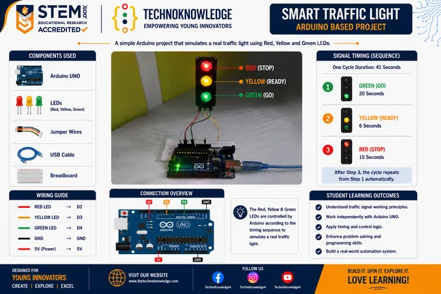 Smart Traffic Light project sheet from the Grade 7 Arduino guide