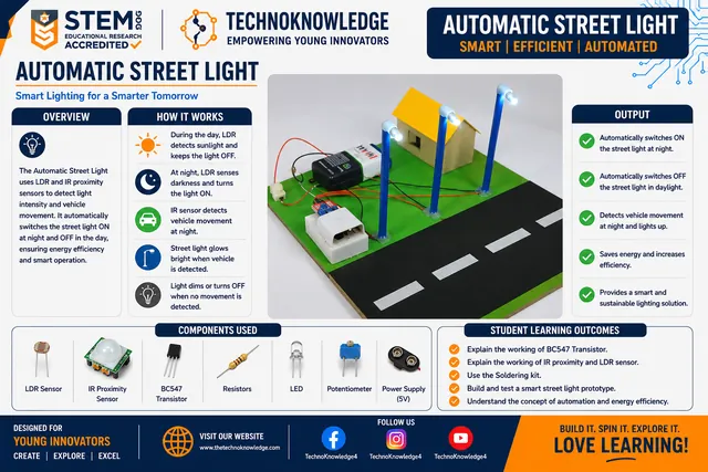 Automatic Street Lights project sheet from the Grade 7 Arduino guide